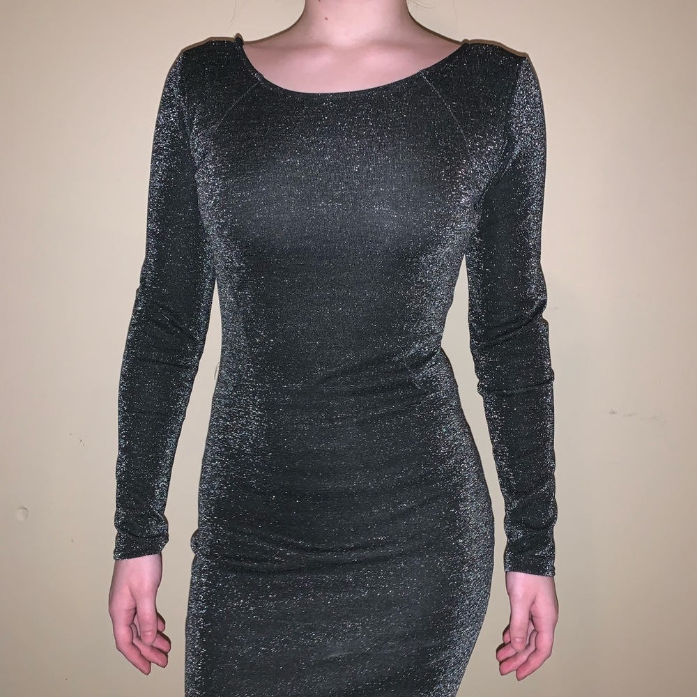 Dark Gray + Silver Bodycon Dress
